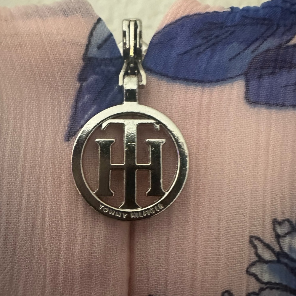 Tommy Hilfiger Floral Chiffon Ruffle Dress Pink Blue Flutter Sleeve-Like New - Picture 6 of 6